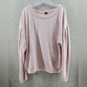 Free People We The Free Pink Velvet Burnout Long Sleeve Top Size L